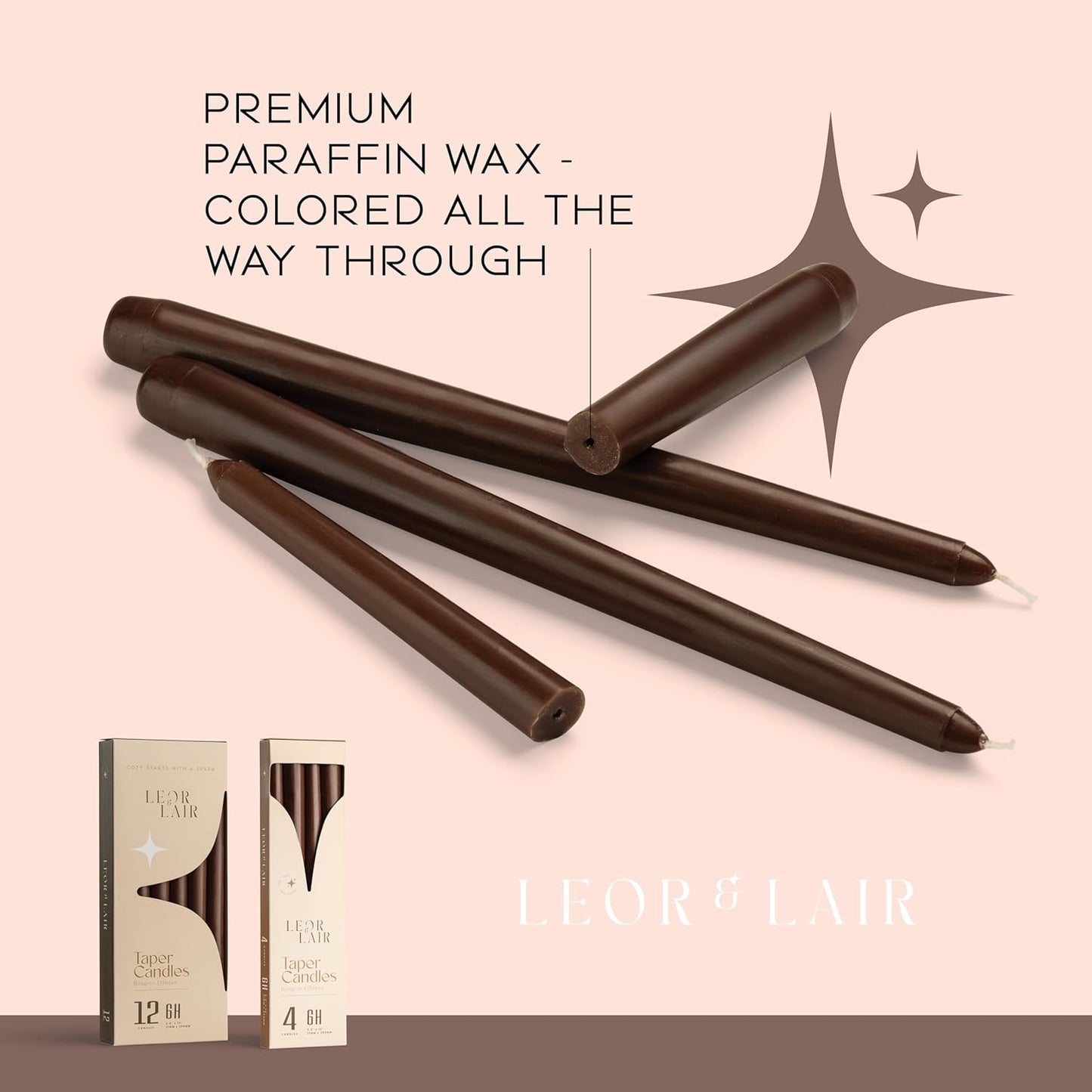Leor & Lair Ivory Taper Candles - 4 Pack 10" Ivory Candlesticks - Unscented Cream Candle Sticks for Home Decoration, Holiday Tables, Weddings, Restaurants & Business Events