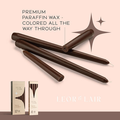 Leor & Lair Ivory Taper Candles - 4 Pack 10" Ivory Candlesticks - Unscented Cream Candle Sticks for Home Decoration, Holiday Tables, Weddings, Restaurants & Business Events