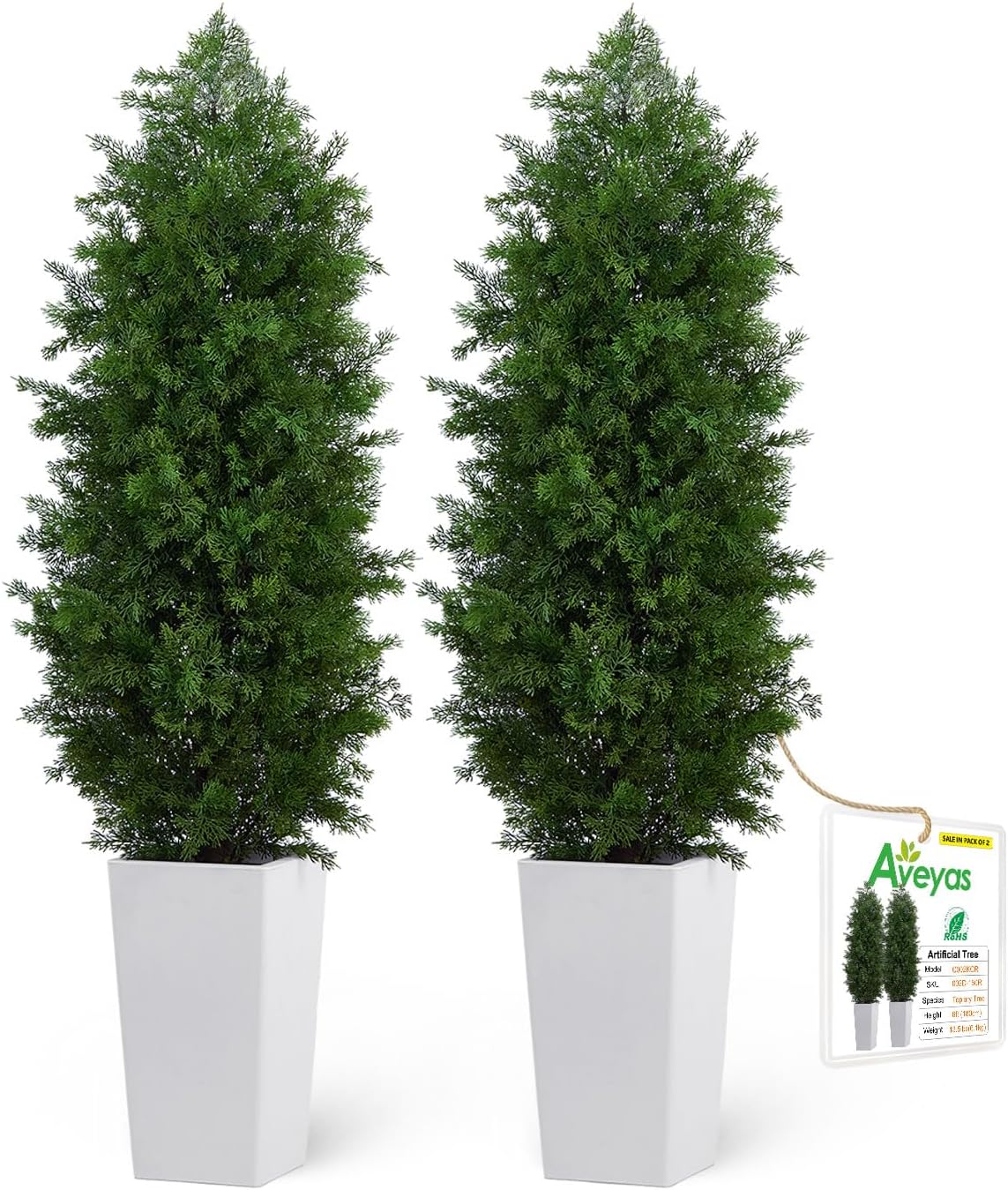 Aveyas 7ft Artificial Olive Tree for Home Decor, 7 Feet Large Faux Plant Fake Skinny Silk Trees with Pot for Indoor Outdoor House Living Room Office (7 ft Tall Including Raised Pot)
