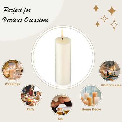 Lounsweer 12 Pack Ivory Pillar Candles Bulk Large Unscented Paraffin Wax Long Lasting Candles Clean Burning Supplies for Home Decor Wedding Party Dinner Bath Spa(2 x 8 Inch)