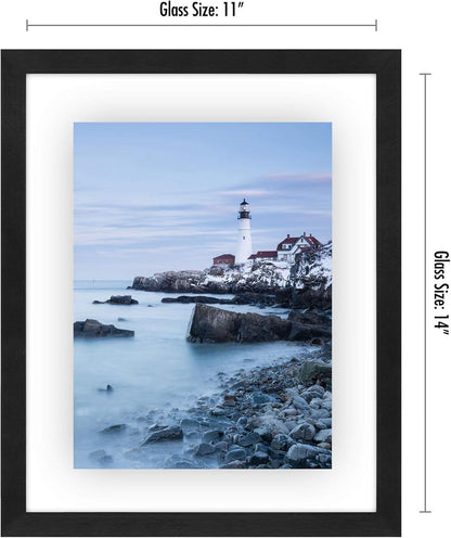 Americanflat 8.5x11 Floating Picture Frame with Polished Crystal-Clear Glass - Set of 2 - Use as 5x7 Frame or Display 4x6 Photo - Signature Float Collection - Photo Frames for Wall Display - Black