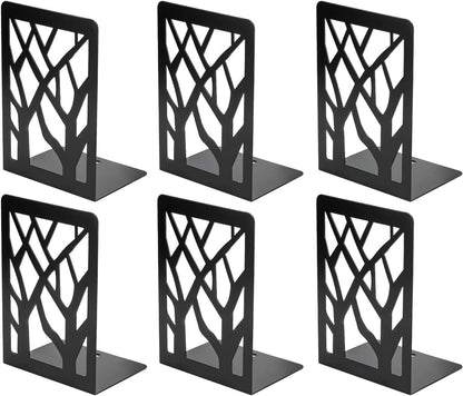 MaxGear Book Ends Tree Design Modern Bookends for Shelves, Non-Skid Bookend, Heavy Duty Metal Book Stopper for Books/DVDs, Decorative CD Holder & Video Game Organizer, 7 x 4.7 x 3.5”, Black