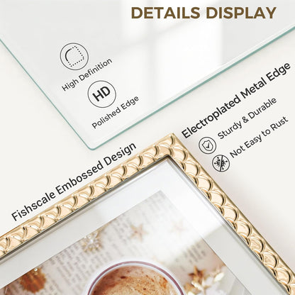RICHFOCUS Gold 5x7 Floating Picture Frame for Photo 4x6 3.5x5 | 5 x 7 Metal Picture Frames with Double Glass for Tabletop|Modern Photo Frames Wedding|Home Decor