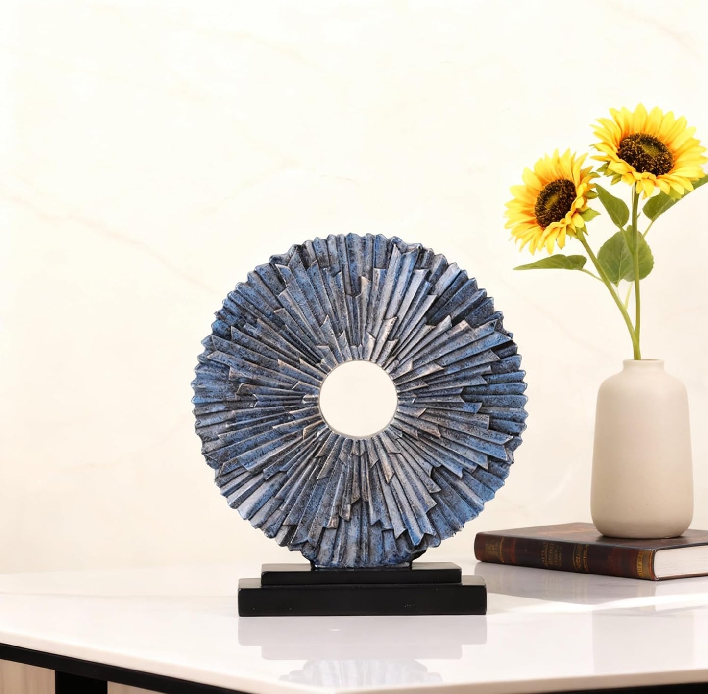 DOVDOV Gold Home Decor Sculpture, Unique Round line Statue, Modern Home Decor, Decorative Panel Statue Gold Decoration for Living Room TV Stand, Office, Bedroom, Dining Table Centerpiece.