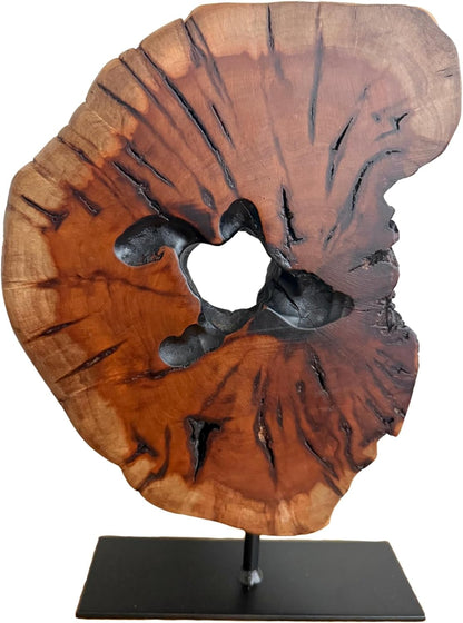 Irregular Handcarved Root Wood Sculpture, Wood Tabletop Abstract Standing Sculpture for Home Decor Natural Edge Tabletop Statue Tree Stump - Small (W7.75in x H11in)