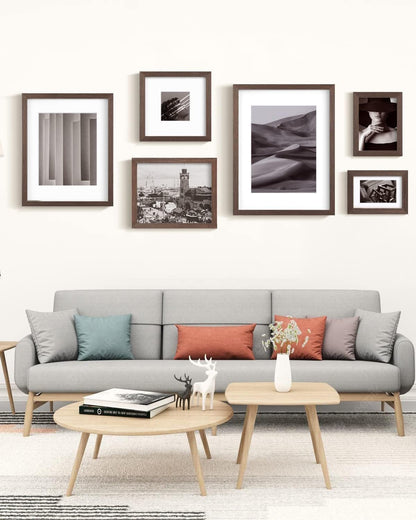 Egofine 8x10 Picture Frames Set of 4, Made of Solid Wood Covered by Plexiglass 4x6 and 5x7 with Mat or 8x10 without Mat, for Table Top Display and Wall Mounting Photo Frame Black