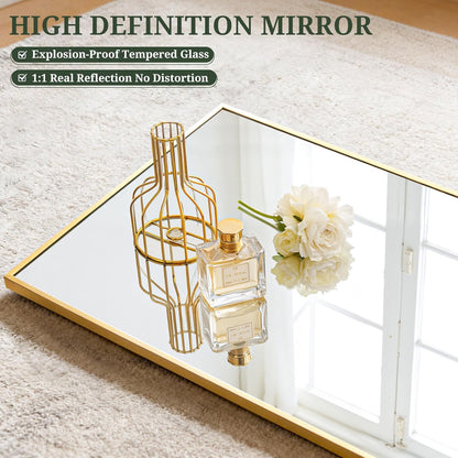 Mirror Full Length 64"x21" Full Body Floor Mirror with Stand, Shatterproof Glass, Aluminum Alloy Frame, Free Standing Wall Mounted or Leaning Arched Mirrors for Bedroom Living Room Entryway