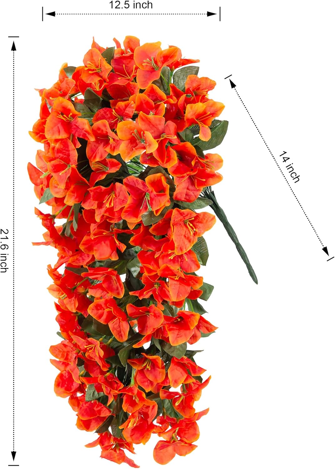 Faux Bougainvillea Artificial Flowers Plants for Outdoor Outside Decoration, 2 PCS Red Fake Flowers UV Resistant Look Real Silk Long Trailing Vines for Front Door Porch Planter Urn Patio Garden Yard