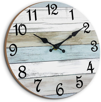 CHYLIN Wall Clock, Silent Non Ticking Battery Operated, Rustic Coastal Country Clock Decorative for Bathroom Kitchen Bedroom 8
