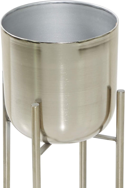 CosmoLiving by Cosmopolitan Metal Indoor Outdoor Planter Dome Large Planter Pot with Removable Stand, Set of 2 Planters 19", 22"H, Gold