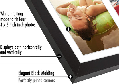 Americanflat 4x6 Collage Picture Frame with Shatter-Resistant Glass - Fits Five 4x6 Photos or Use as One 11x14 Picture Frame - Signature Collection - Collage Frames for Wall Display - Black