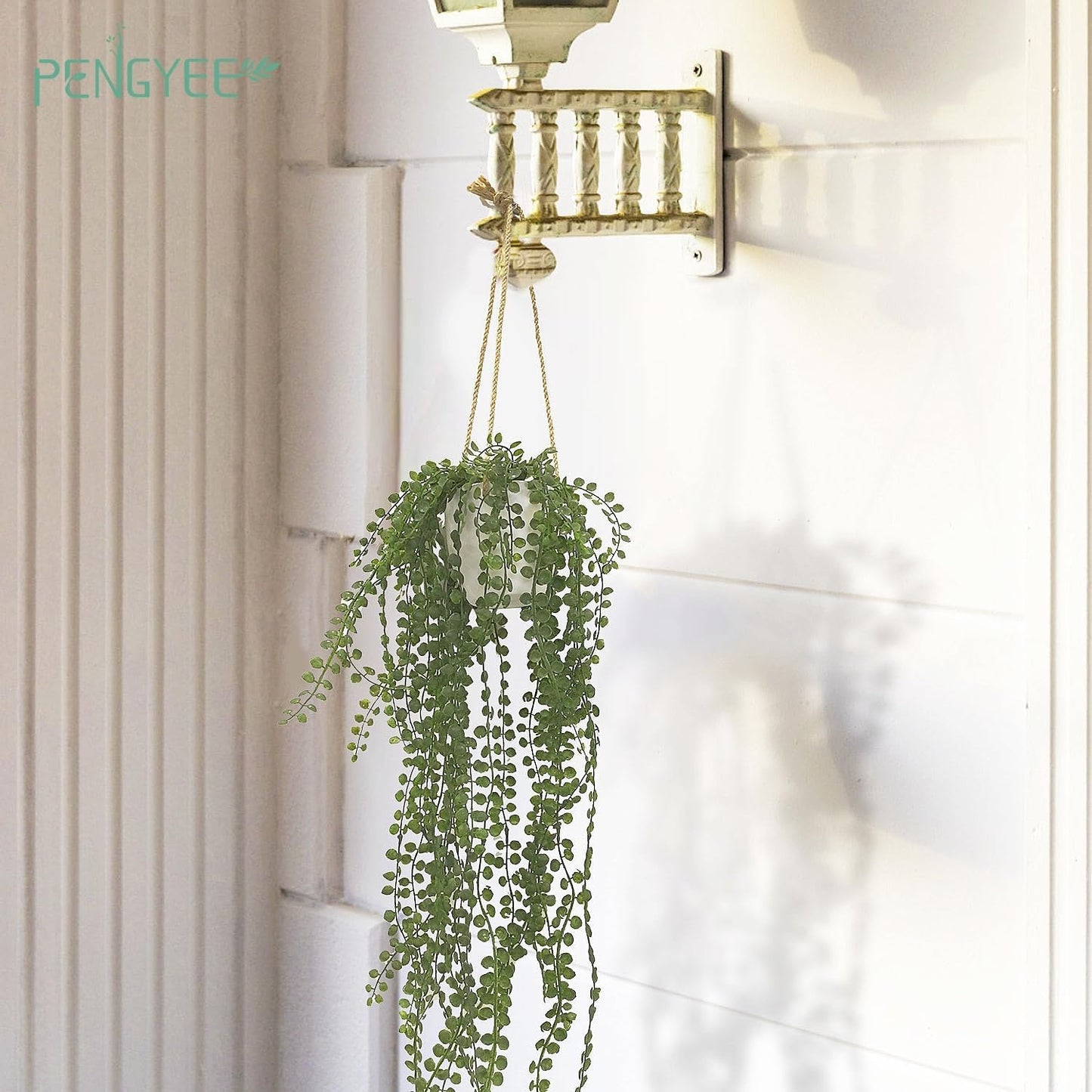 3 Packs Fake Hanging Plants with Black Pots, 20" Artificial Hanging Plants for Wall Decor, Fake Fern Plants Mandala Vine for Home Bathroom Bedroom Kitchen Office Room Decor