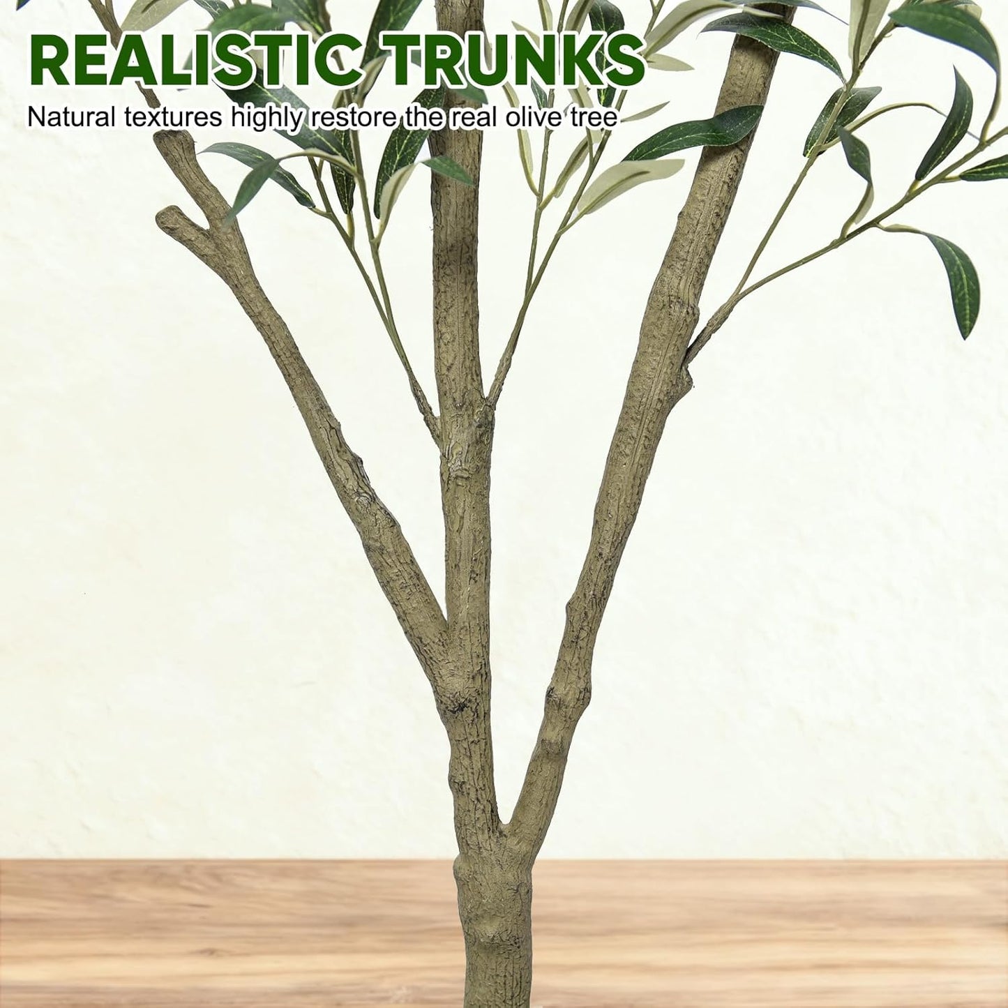 Timoo Faux Olive Tree Olive Trees Artificial Indoor with White Planter (5 FT)