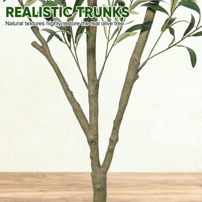 Timoo Faux Olive Tree Olive Trees Artificial Indoor with White Planter (5 FT)