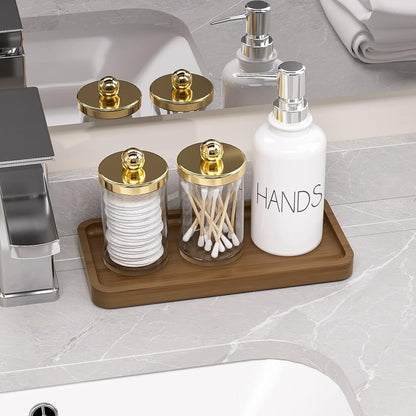 Bathroom Vanity Tray for Countertop - Bamboo Organizer Tray for Dresser Tops, Toilet, Perfume Small Decorative Tray Wood Tray for Home Decoration 11.81” L x 6.1” W x 0.79” H Black