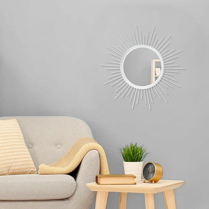 Gold Sunburst Mirrors for Wall Decorative Metal Round Art Mirrors Large Wall Decor Hanging Mirror for Bathroom Bedroom Living Room Vanity Entryway 16"