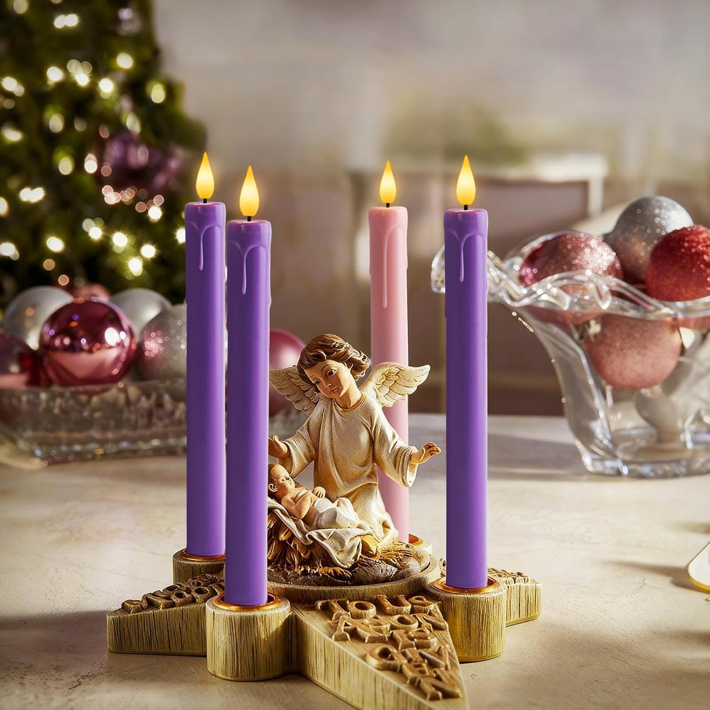 Homemory 6 Pcs Flameless Taper Candles with Remote, Timer, Dimmer, Ivory Battery Operated CandleSticks with Flickering Light, Plastic Led Window Candles, 9.6 Inches for Halloween Christmas Decoration