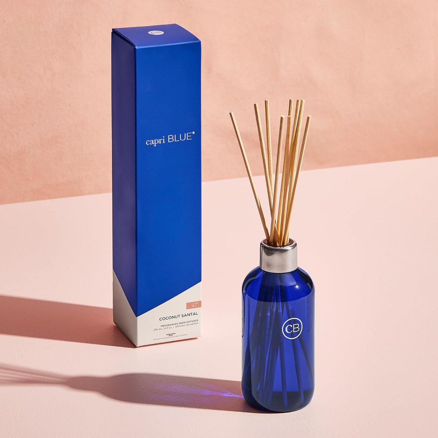 Capri Blue Volcano Reed Diffuser Set - Includes Reed Diffuser Sticks, Fragrance Oil, and Glass Bottle - Luxury Scented Room Freshener - White (8 fl oz)