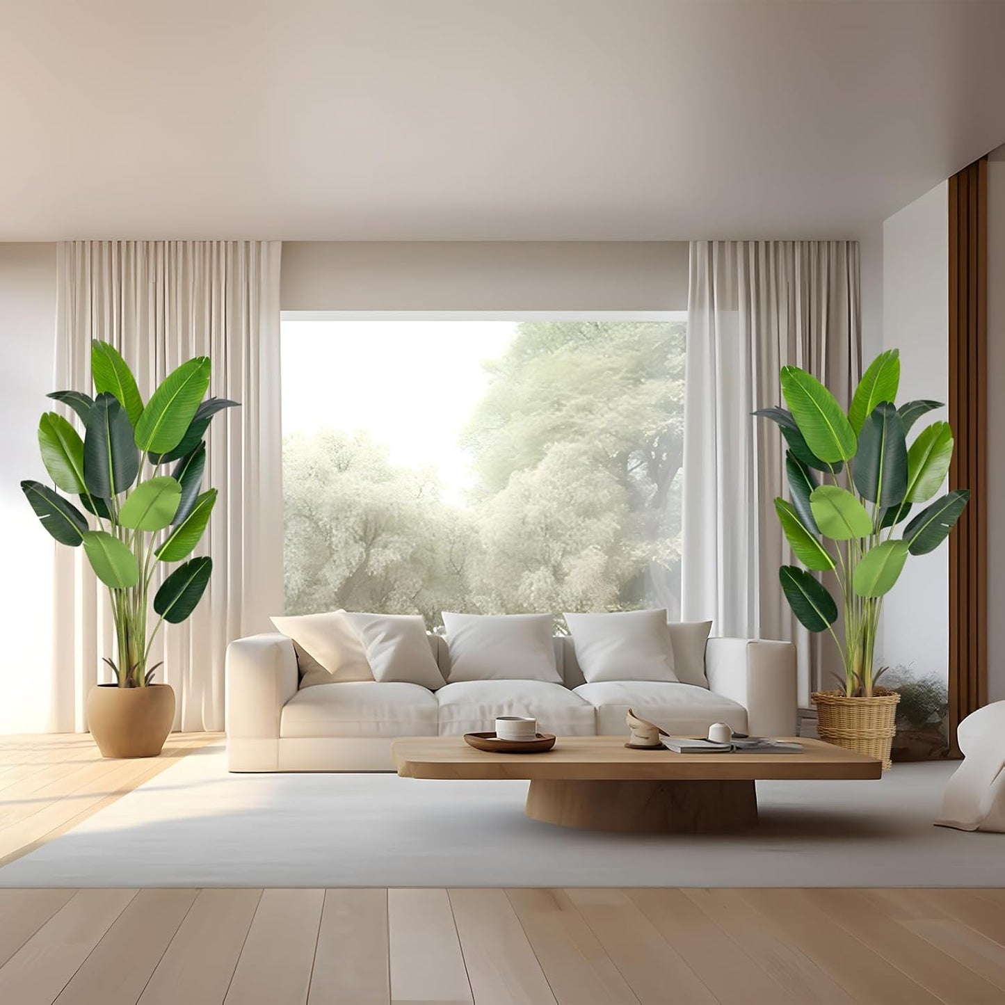 Artificial Bird of Paradise Plant 5.2Ft Fake Tropical Palm Tree with 10Trunks Faux Banana Leaf Trees in Pot for Home Indoor Outdoor Office Modern Decor Housewarming Gift（1Pcs）