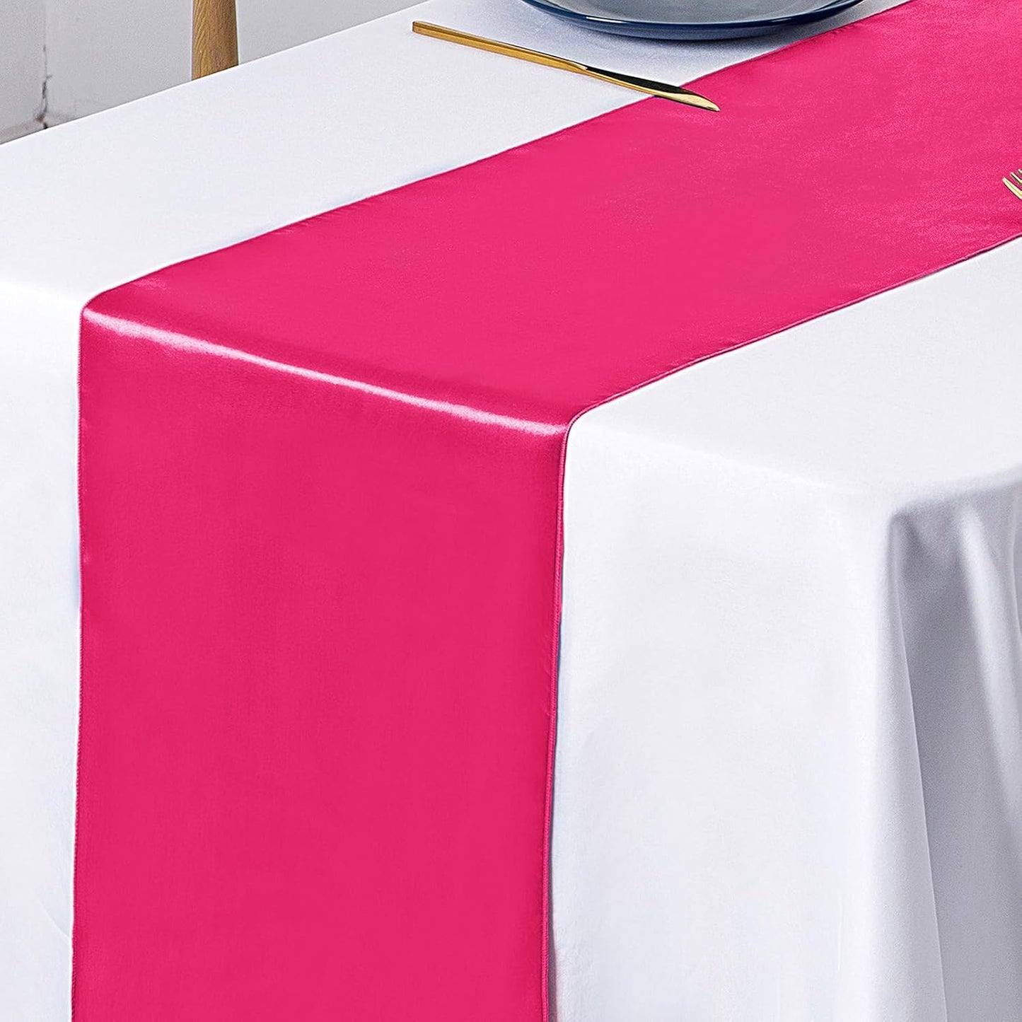 SiinvdaBZX 4 Pcs Royal Blue Satin Table Runner 12 x 108 inches Long, Bright Smooth Satin Wedding Table Runner Decorations for Birthday Parties, Buffet, Banquets, Graduations, Engagements