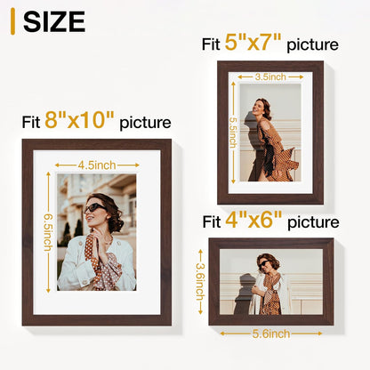 Vittanly 20 Pack Picture Frames Collage Wall Decor, Multi Sizes Including 4pcs 8x10, 8pcs 5x7 and 8pcs 4x6 Photo Frames, Gallery Frame Set for Wall or Tabletop Display, Black, Brown and Dark Grey