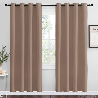 NICETOWN Halloween Pitch Black Solid Thermal Insulated Grommet Blackout Curtains/Drapes for Bedroom Window (2 Panels, 42 inches Wide by 63 inches Long, Black) - Colors D