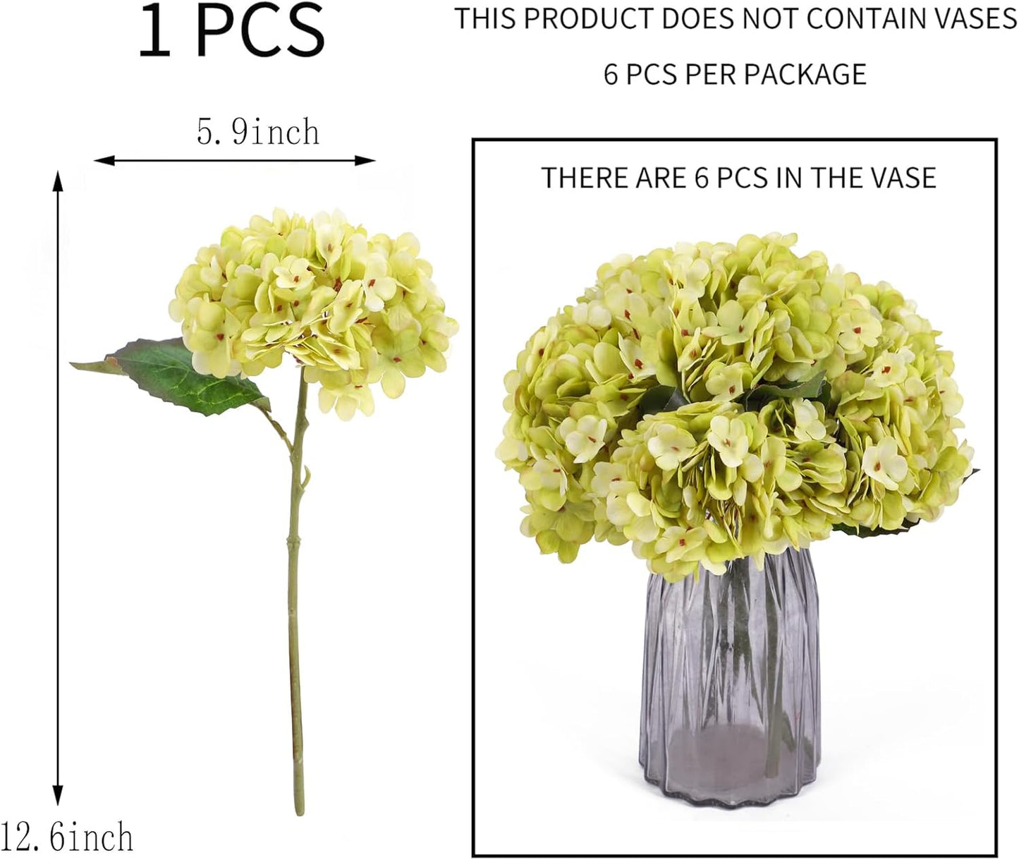 Kimura's Cabin 6pcs White Hydrangea Artificial Flowers Silk Fake Hydrangeas Faux Hydrangea Flowers with Stems for Wedding Bouquets Arrangement Home Table Centerpieces Baby Shower Party Decoration
