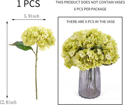 Kimura's Cabin 6pcs White Hydrangea Artificial Flowers Silk Fake Hydrangeas Faux Hydrangea Flowers with Stems for Wedding Bouquets Arrangement Home Table Centerpieces Baby Shower Party Decoration