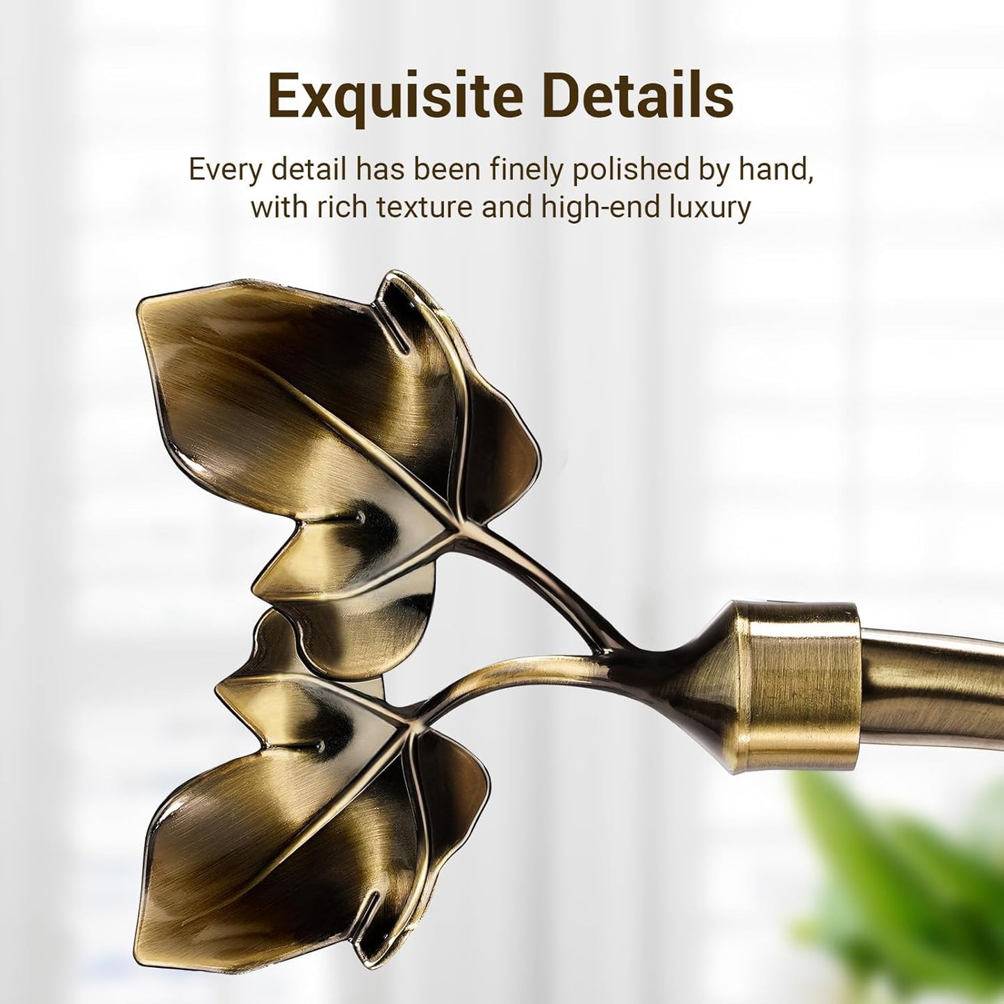 HIKMLK Leaf Shaped Curtain Tieback Holdbacks 2pcs, Handmade Metal Curtain Side Holders for Wall, Curtain Hook Pull Backs for Drapes Window Decoration