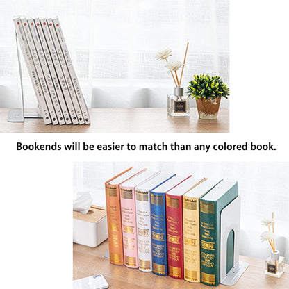 Metal Book Ends for Shelves, Book Shelf Holder Home Decorative, Book Ends for Heavy Books/Movies/CDs, Black 6.5 x 5 x 5.7 in, 4 Pair/ 8 Piece