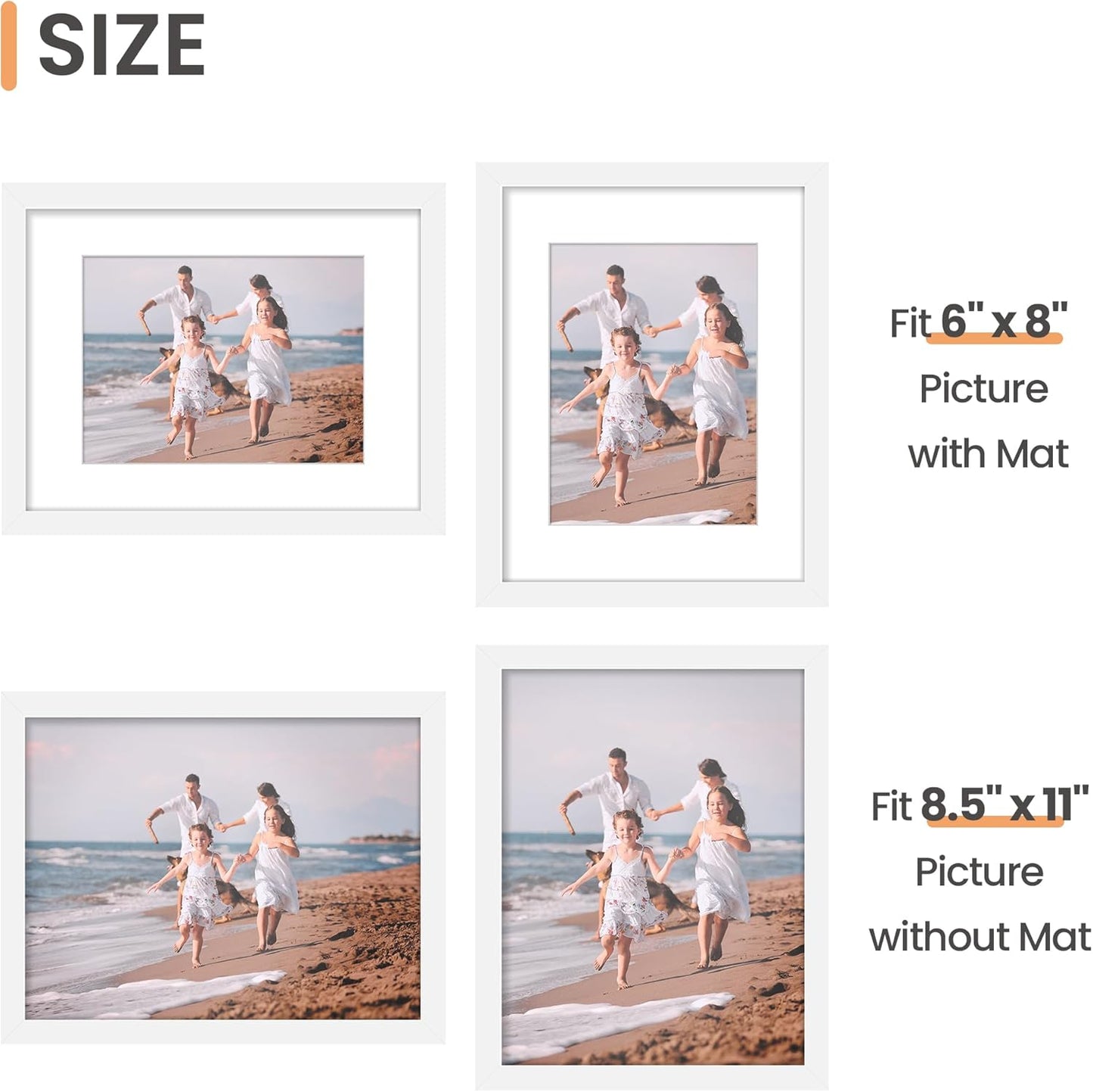 upsimples 5x7 Picture Frame Set of 10, Display Pictures 4x6 with Mat or 5x7 Without, Multi Photo Frames Collage for Wall or Tabletop Display, Black