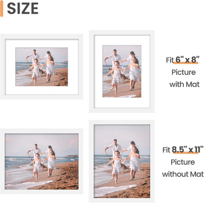 upsimples 5x7 Picture Frame Set of 10, Display Pictures 4x6 with Mat or 5x7 Without, Multi Photo Frames Collage for Wall or Tabletop Display, Black