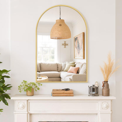 Round Wall Mirror 30 Inch Gold Vanity Mirror with Metal Frame, Modern Circle for Bathroom, Entryway, Bedroom, Living Room, Wall Mounted Decorative Mirrors