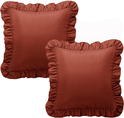 KKJIAF Ruffle Pillow Cases 26x26 Inches, White Square Ruffled Pillow Covers Set of 2, Microfiber Wrinkle Resistant Pillow Shams with Envelope Closure for Sofa Bed Living Room