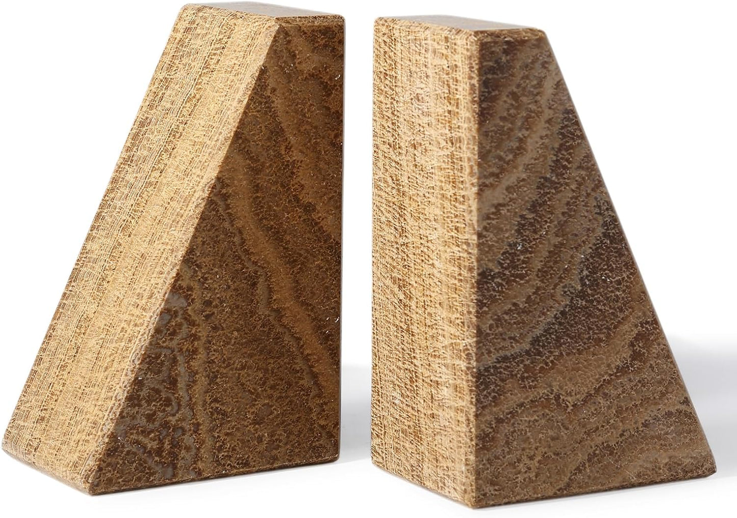 Karibiber Travertine Bookends for Heavy Books, Marble Decorative Bookends for Shelves, Heavy-Duty Stone Book Ends for Hardback Book & Cookbooks, Unique Book Stopper & Holder, Travertino Italy