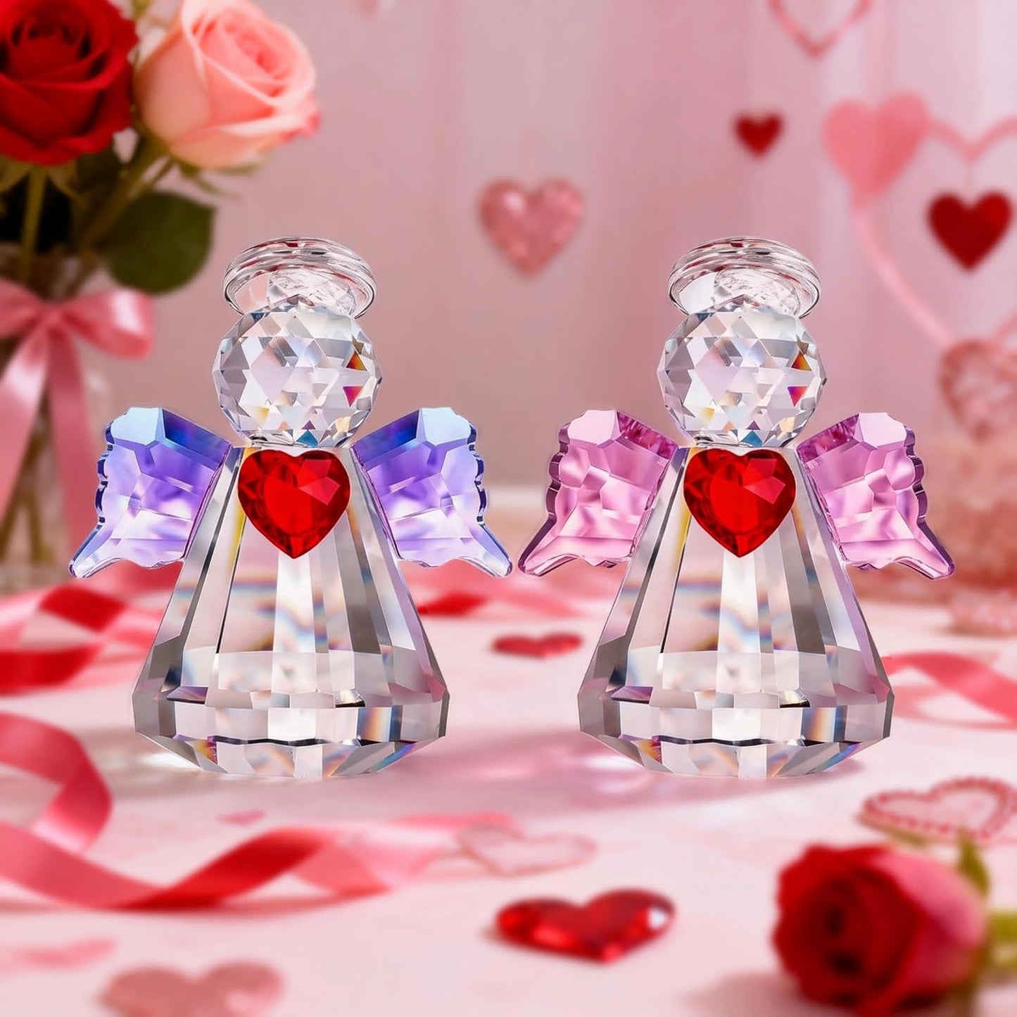 HDCRYSTALGIFTS 3.3'' Crystal Bird Figurine Collectible Art Glass Animal Figurines Table Home Decor Paperweight Valentine’s Day for Women