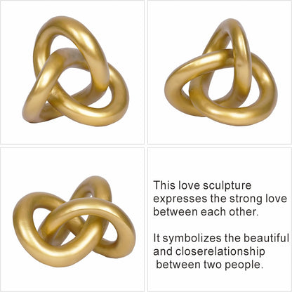 Modern Geometric Round Sculpture Gold Knot Statue Decor Tabletop Sculpture and Figurines Round Decorative Ornaments Knick Knacks Home Decor for Shelves Coffee Table Bookshelf Decoration Gifts