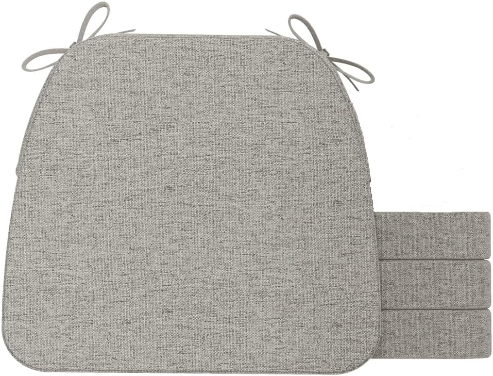 AAAAAcessories D-Shaped Chair Cushions, 2" Thick Dining Chair Pads with Ties and Removable, Machine-Washable Cover, 17" x 16", Set of 4, Oatmeal Beige - Colors B