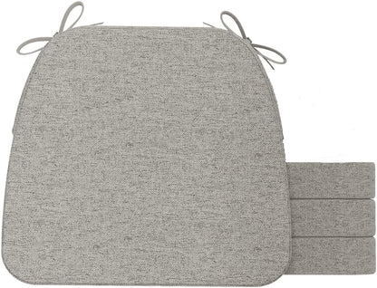 AAAAAcessories D-Shaped Chair Cushions, 2" Thick Dining Chair Pads with Ties and Removable, Machine-Washable Cover, 17" x 16", Set of 4, Oatmeal Beige - Colors B