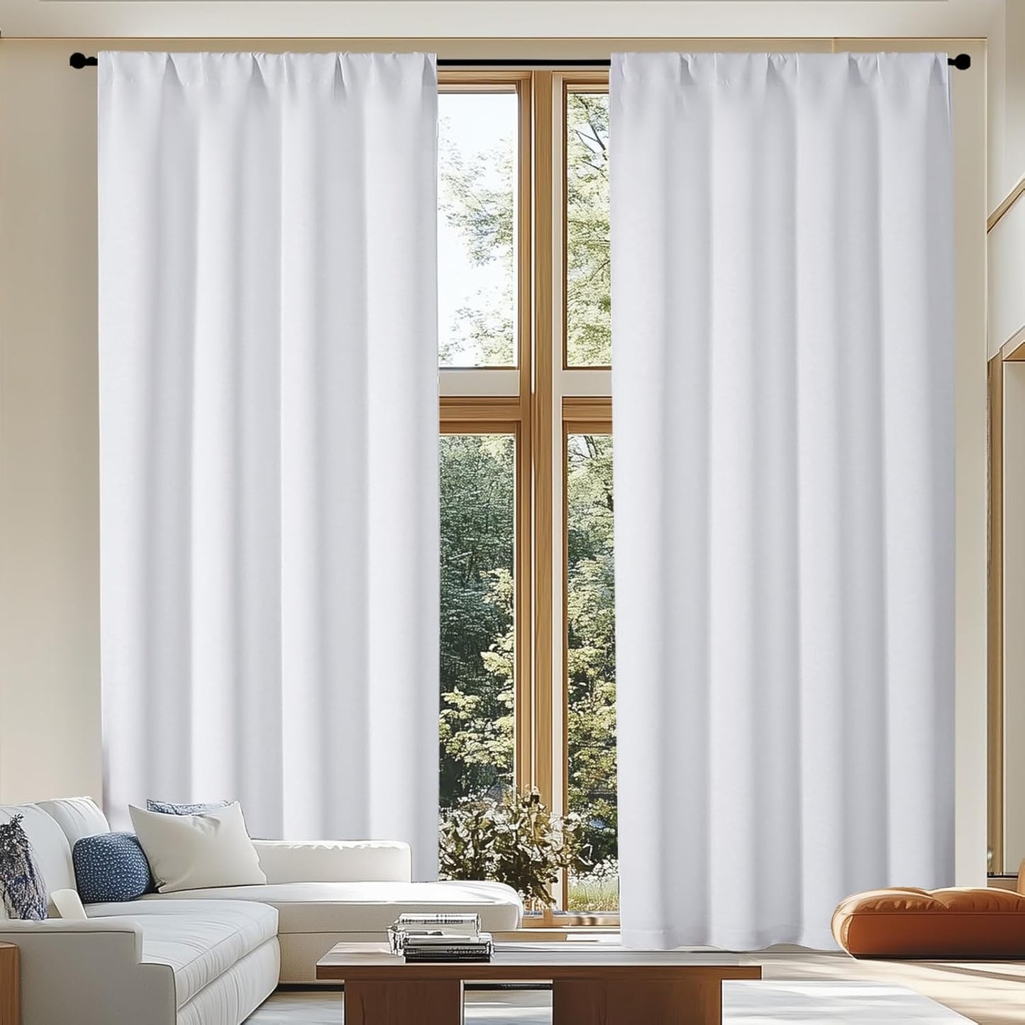 Simplebrand Ava Sage Green Blackout Curtains for Bedroom 63 Inch Length 2 Panels Set, Solid Thermal Insulated Energy Saving Rod Pocket Window Treatment Curtains Blackout Drapes, W40 x L63 Inch, Sage - Colors C