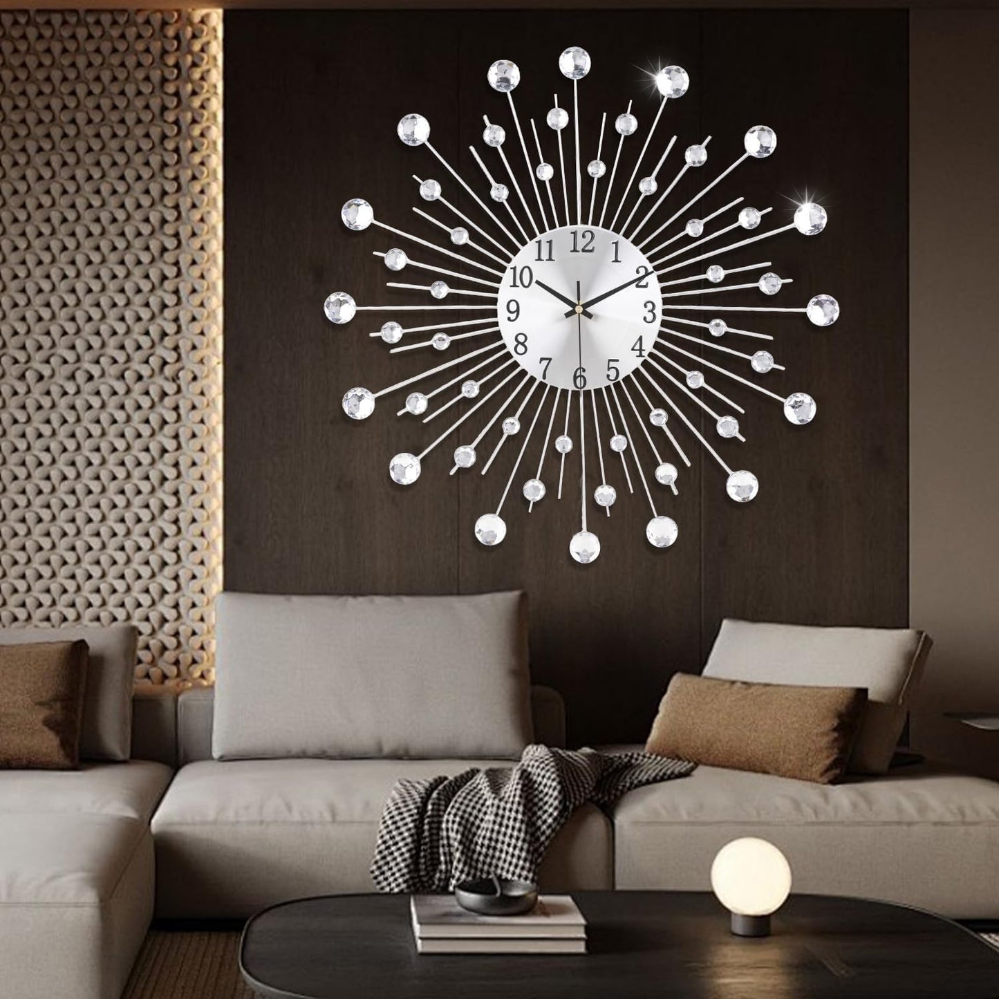 SIN&MI Large Wall Clocks, Silent Sunflower Shape Chic Decorative Wall Clock, Modern Non-Ticking Round Clock Dial Iron Metal Wall Clock for Living Room Decor Entrance Office Cafe 20 Inch