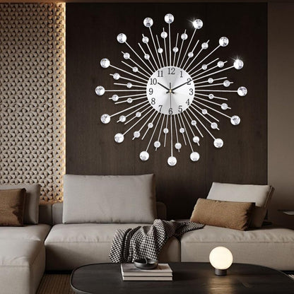 SIN&MI Large Wall Clocks, Silent Sunflower Shape Chic Decorative Wall Clock, Modern Non-Ticking Round Clock Dial Iron Metal Wall Clock for Living Room Decor Entrance Office Cafe 20 Inch