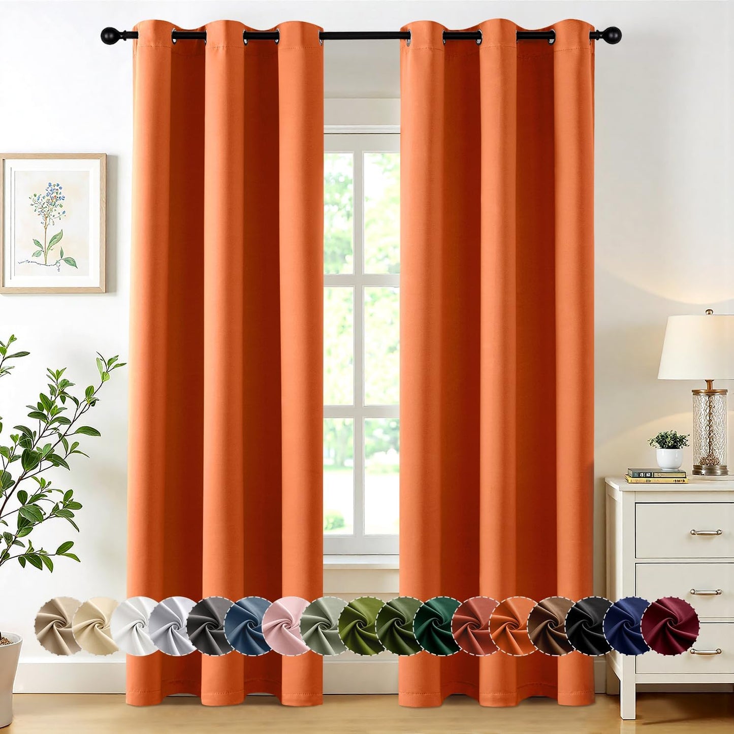MIULEE Blackout Curtains for Bedroom Living Room 2 Panels, Thermal Insulated Room Darkening Drapes Grommet Noise Reducing Light Blocking Window Treatments 63 Inches Long 40x63 Inch Black - Colors B