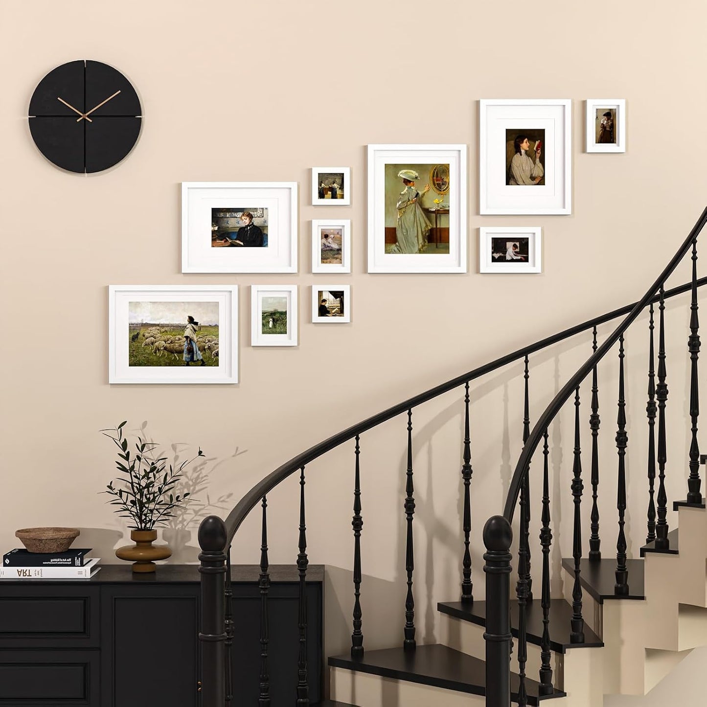 Egofine Picture Frame Set 12 Pack, Picture Frames Collage Wall Decor with Two 11x14, Two 8x10, Four 5x7, Four 4x6 for Wall and Tabletop, Made of Solid Wood, Covered by Plexiglass, Natural Wood