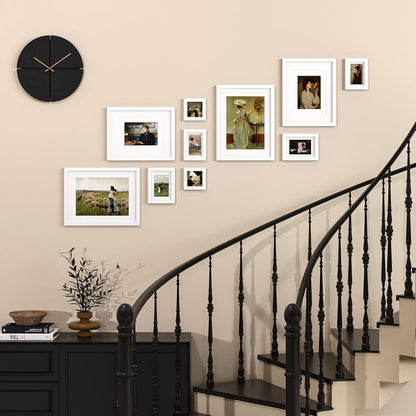 Egofine Picture Frame Set 12 Pack, Picture Frames Collage Wall Decor with Two 11x14, Two 8x10, Four 5x7, Four 4x6 for Wall and Tabletop, Made of Solid Wood, Covered by Plexiglass, Natural Wood