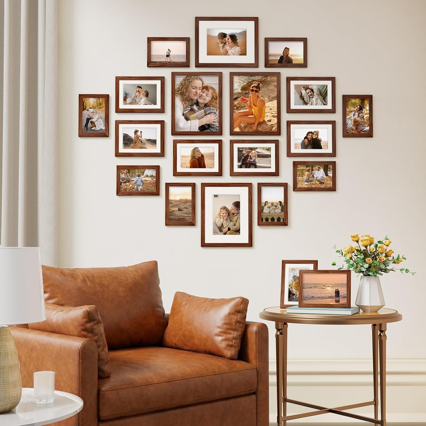 Vittanly 20 Pack Picture Frames Collage Wall Decor, Multi Sizes Including 4pcs 8x10, 8pcs 5x7 and 8pcs 4x6 Photo Frames, Gallery Frame Set for Wall or Tabletop Display, Black, Brown and Dark Grey