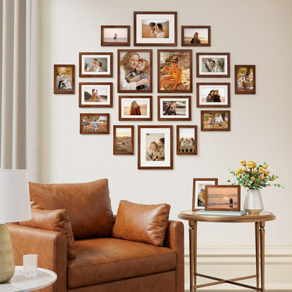 Vittanly 20 Pack Picture Frames Collage Wall Decor, Multi Sizes Including 4pcs 8x10, 8pcs 5x7 and 8pcs 4x6 Photo Frames, Gallery Frame Set for Wall or Tabletop Display, Black, Brown and Dark Grey