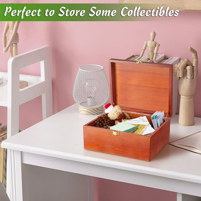 DRASTAR Wooden Keepsake Box, Large Acacia Storage Memory Box with a Hinged Lid for Crafts and Photo Storage