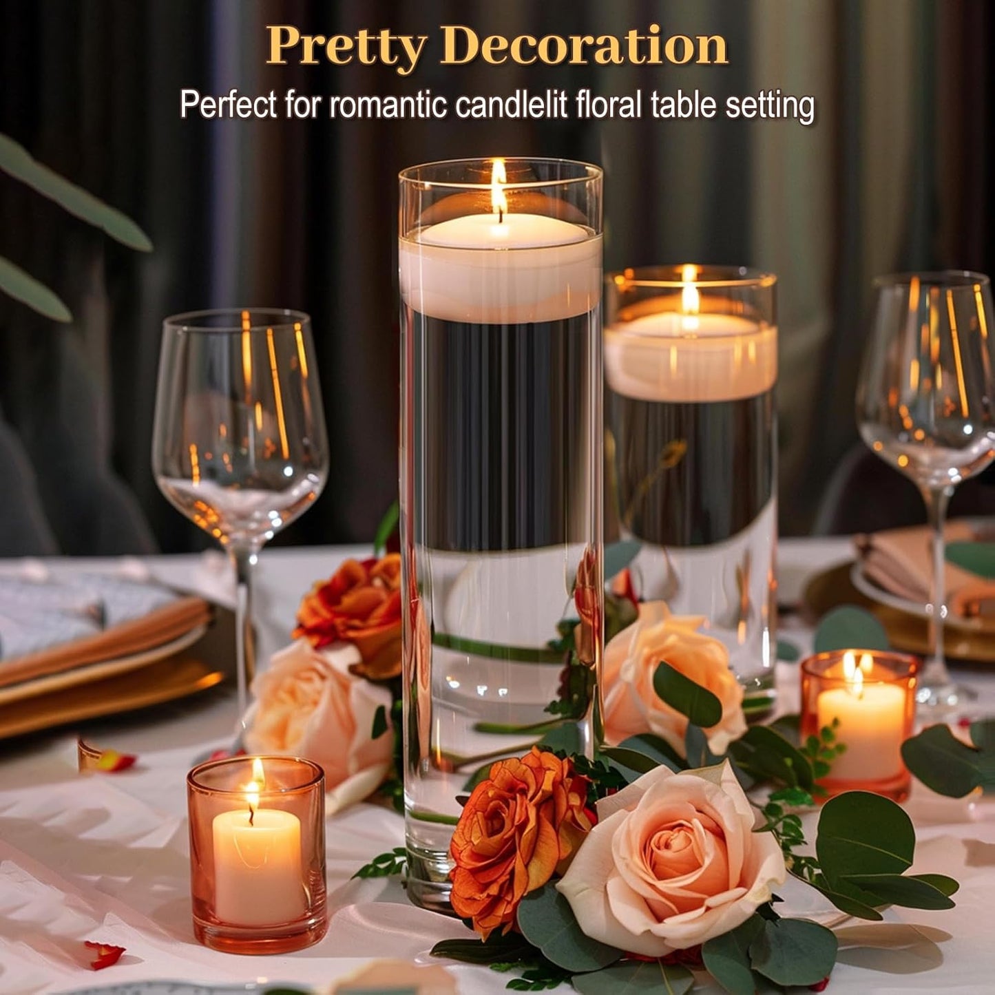TBWIND 12pcs Glass Cylinder Vases for Centerpieces, 6 Inch Clear Flower Vases for Wedding Decorations and Indoor Home Decor, Hurricane Candle Holder for Table Shelf, Party
