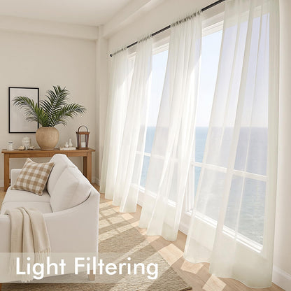 MIULEE White Sheer Curtains 84 Inches Long, 4 Panels Set, Light Filtering Rod Pocket Voile Drapes for Living Room and Bedroom, Airy Soft Fabric Window Treatments, 42 x 84 Inches